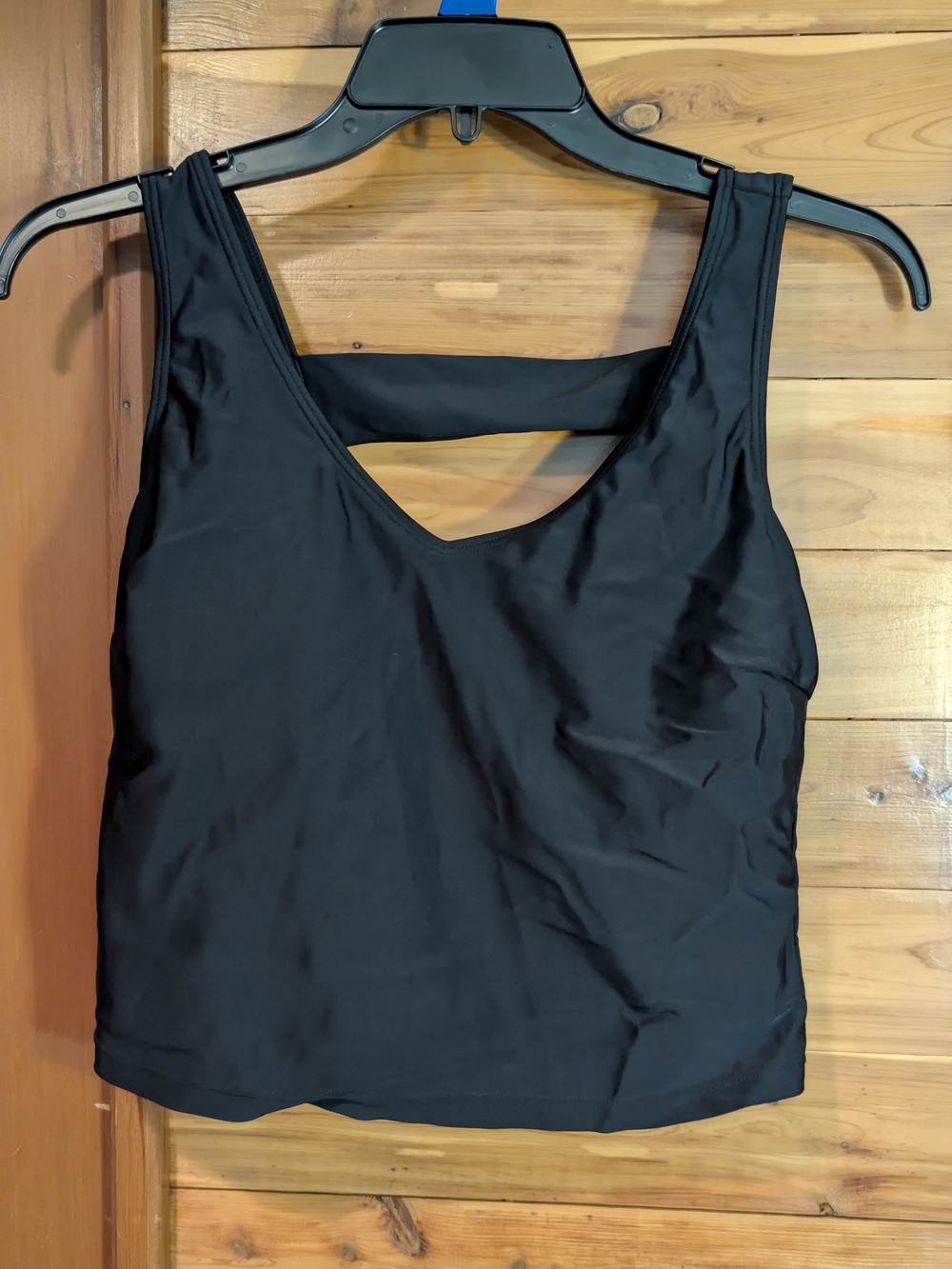 Eomenie Black Scoop-Back Swim Cropped Tank Top